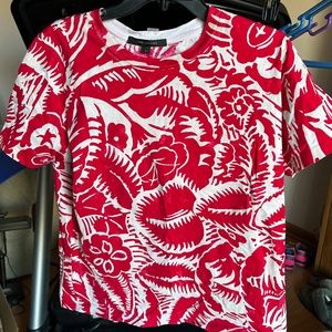 MARC JACOBS Red Floral Tshirt, Size Large